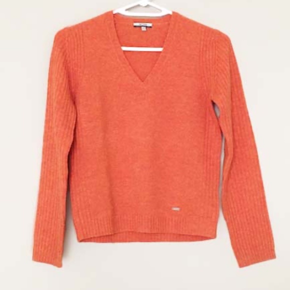 TEN YARDS Retro V-Neck Orange Sweater - Picture 2 of 12